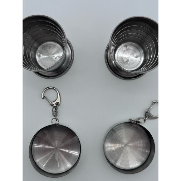 Stainless Steel Collapsible Cups for Traveling Shot Glasses with Lids Keychain - Picture 2 of 11